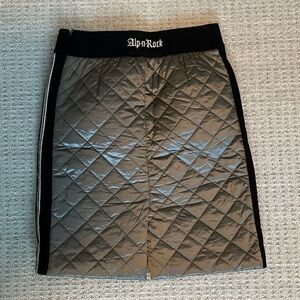 Alp N Rock Women's Quilted Pencil Skirt - Black and Dark Silver